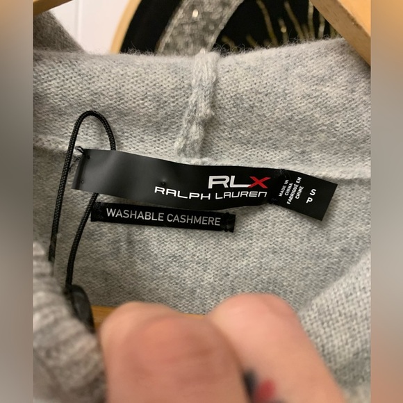 NWT RLX Cashmere Ralph Lauren Washable Hoodie Grey Sweater Stripes Pullover New - Picture 8 of 14